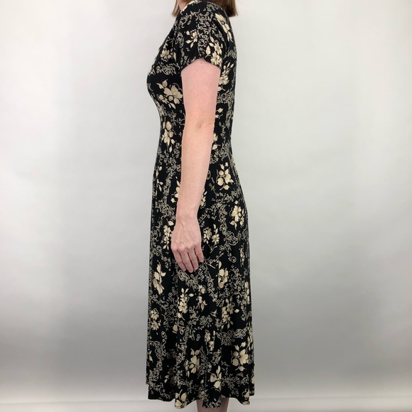 Vintage 90’s Floral Dress 3/4 Midi Bohemian - Picture 5 of 8